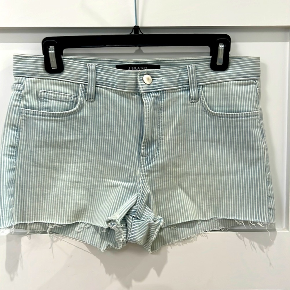 Women’s J brand stripe jean shorts.
